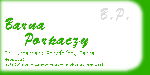 barna porpaczy business card